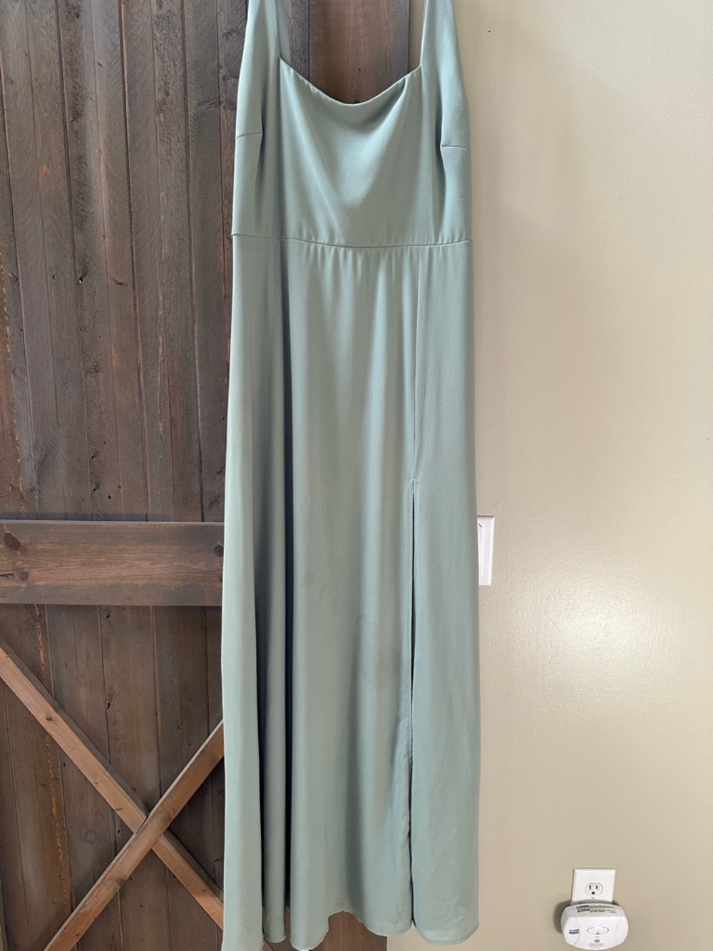 Lulu's Sage Green Maxi Dress with Slit XL - Picture 4 of 8